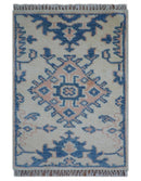 Quick Ship 2x3 Traditional Style Ivory And Blue Hand Knotted Wool Rug by The Rug Decor