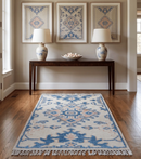 Quick Ship 2x3 Traditional Style Ivory And Blue Hand Knotted Wool Rug by The Rug Decor