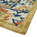 Quick Ship 6x9 Hand Tufted Southwestern Blue And Beige Wool Rug by The Rug Decor
