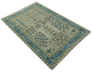 Quick Ship 6x9 Tree of life Beige And Blue Wool Rug