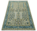 Quick Ship 6x9 Tree of life Beige And Blue Wool Rug