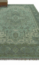 Quick Ship 7x10 Traditional Green And Gray Hand Knotted Wool Rug
