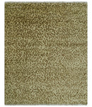 Quick Ship 8x10 Hand Knotted Brown Contemporary Animal Pattern Wool Rug