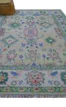 Quick Ship 8x10 Modern Oushak Design Beige And Blue Hand Knotted Rug