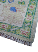 Quick Ship 8x10 Modern Oushak Design Beige And Blue Hand Knotted Rug