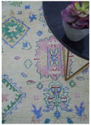 Quick Ship 8x10 Modern Oushak Design Beige And Blue Hand Knotted Rug