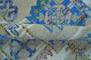 Quick Ship Beige And Blue Transitional Hand Knotted 8x10 Wool Rug