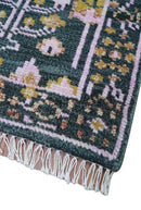 Quick Ship Hand Knotted 2x3 Tree of life Green And Mustard Wool Rug by The Rug Decor
