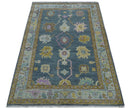 Quick Ship Hand Knotted 4x6 Charcoal And Brown Wool Rug
