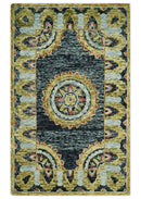 Quick Ship Hand Tufted 5x8 Gold And Black Traditional Design Wool Rug by The Rug Decor