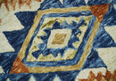 Quick Ship Hand Tufted 8x10 Blue And Beige Southwestern Wool Rug by The Rug Decor