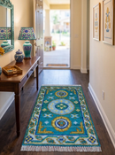 Quick Ship Khotan Design 2x3 Teal And Mustard Hand Knotted Wool Rug by The Rug Decor