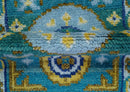 Quick Ship Khotan Design 2x3 Teal And Mustard Hand Knotted Wool Rug by The Rug Decor