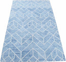 Quick Ship Modern Contemporary Blue And White Hand Tufted 5x8 Wool Rug by The Rug Decor