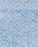 Quick Ship Modern Contemporary Blue And White Hand Tufted 5x8 Wool Rug by The Rug Decor