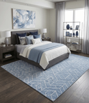 Quick Ship Modern Contemporary Blue And White Hand Tufted 5x8 Wool Rug by The Rug Decor