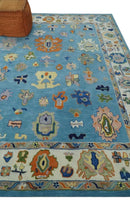 Quick Ship Modern Oushak Blue And Ivory Hand Tufted 4x6 Wool Rug by The Rug Decor