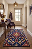 Quick Ship Red And Blue Traditional Design Hand Tufted 3x5 Wool Rug by The Rug Decor