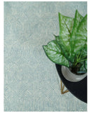 Quick Ship Teal And Ivory Modern Contemporary Hand Tufted 5x8 Wool Rug by The Rug Decor