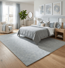 Quick Ship Teal And Ivory Modern Contemporary Hand Tufted 5x8 Wool Rug by The Rug Decor