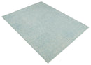 Quick Ship Teal And Ivory Modern Contemporary Hand Tufted 5x8 Wool Rug by The Rug Decor