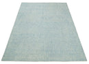 Quick Ship Teal And Ivory Modern Contemporary Hand Tufted 5x8 Wool Rug by The Rug Decor