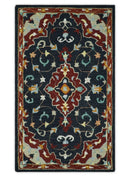 Quick Ship Traditional Charcoal And Maroon Hand Tufted 3x5 Wool Rug by The Rug Decor