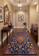 Quick Ship Traditional Design Red And Blue Hand Tufted 5x8 Wool Rug by The Rug Decor