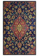 Quick Ship Traditional Design Red And Blue Hand Tufted 5x8 Wool Rug by The Rug Decor