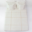 DaDa Bedding Elegant White Floral Beige Matelassé 100% Cotton Coverlet 5Pcs Bedspread Set - King Size (DXJ101796)