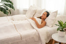 DaDa Bedding Elegant White Floral Beige Matelassé 100% Cotton Coverlet 5Pcs Bedspread Set - King Size (DXJ101796)