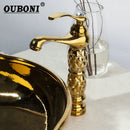 GobekUsa Golden Plated Bathroom Basin Faucet High Short Style Single Handle Sink Mixer Tap