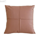 Quilted ivory leather pillow cover living room square throw decor by Decorbites