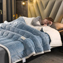 GobekUsa Cozy Coral Fleece 3-Layer Bed Blanket for Autumn & Winter Warmth