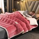 GobekUsa Cozy Coral Fleece 3-Layer Bed Blanket for Autumn & Winter Warmth