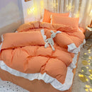 GobekUsa Cotton Ruffle Edge Duvet Cover Set - Soft, Thick, Solid Color