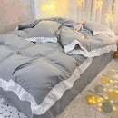 GobekUsa Cotton Ruffle Edge Duvet Cover Set - Soft, Thick, Solid Color