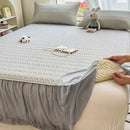 GobekUsa Cool Fabric Latex Bed Skirt Set: Solid Color Summer Mat with Elastic Band