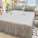GobekUsa Cool Fabric Latex Bed Skirt Set: Solid Color Summer Mat with Elastic Band