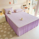 GobekUsa Cool Fabric Latex Bed Skirt Set: Solid Color Summer Mat with Elastic Band