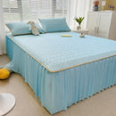 GobekUsa Cool Fabric Latex Bed Skirt Set: Solid Color Summer Mat with Elastic Band