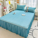 GobekUsa Cool Fabric Latex Bed Skirt Set: Solid Color Summer Mat with Elastic Band