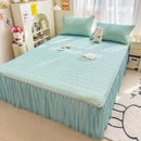 GobekUsa Cool Fabric Latex Bed Skirt Set: Solid Color Summer Mat with Elastic Band