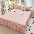 GobekUsa Cool Fabric Latex Bed Skirt Set: Solid Color Summer Mat with Elastic Band