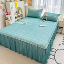 GobekUsa Cool Fabric Latex Bed Skirt Set: Solid Color Summer Mat with Elastic Band