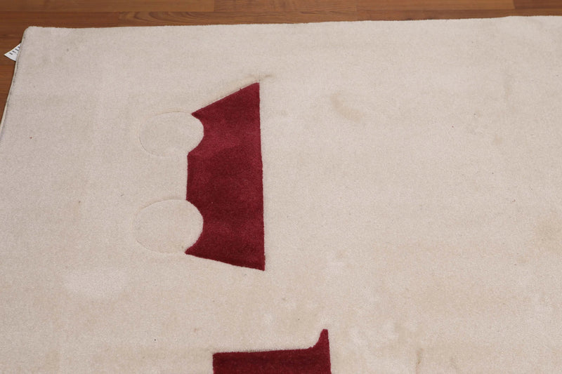 4' x 6' Modern 100% wool Pile area rug  Abstract Beige