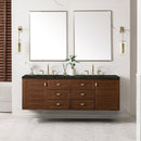 James Martin Amberly 72" Dual Mount Double Bathroom Vanity, Mid-Century Walnut