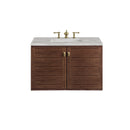 James Martin Amberly 36" Dual Mount Single Bathroom Vanity, Mid-Century Walnut