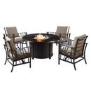Aluminum 44-in Round Antique Copper Fire Table Set with Rocking Chairs