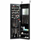 Full Length Mirror Jewelry Cabinet with Ring Slots and Necklace Hooks-Black